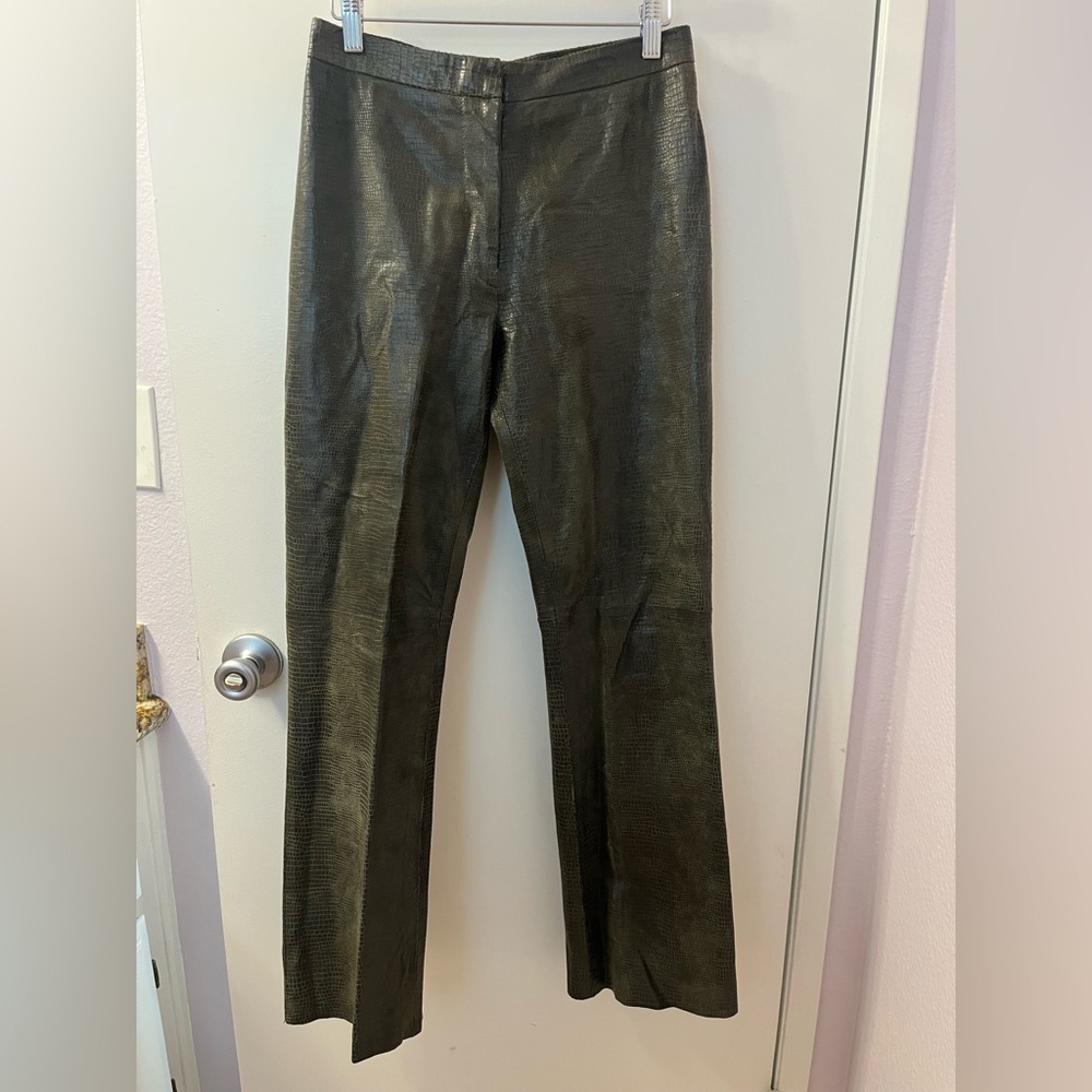 INC International Concepts Croc-Embossed Leather Pants Size 8 Pre❤️